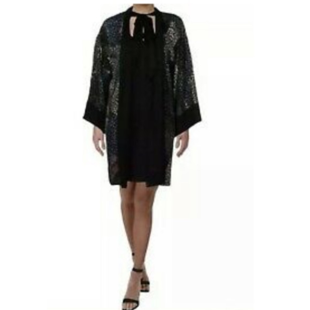 BCBGMAXAZRIA Orchid Tie-Neck Shift Dress